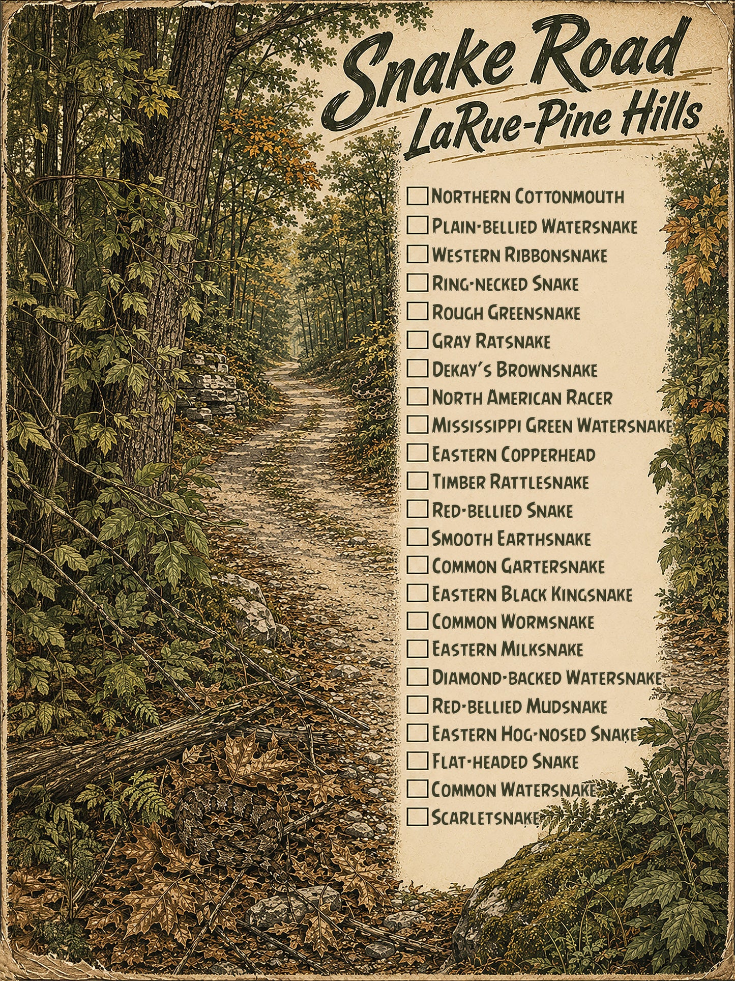 12x16 Snake Road Checklist Art